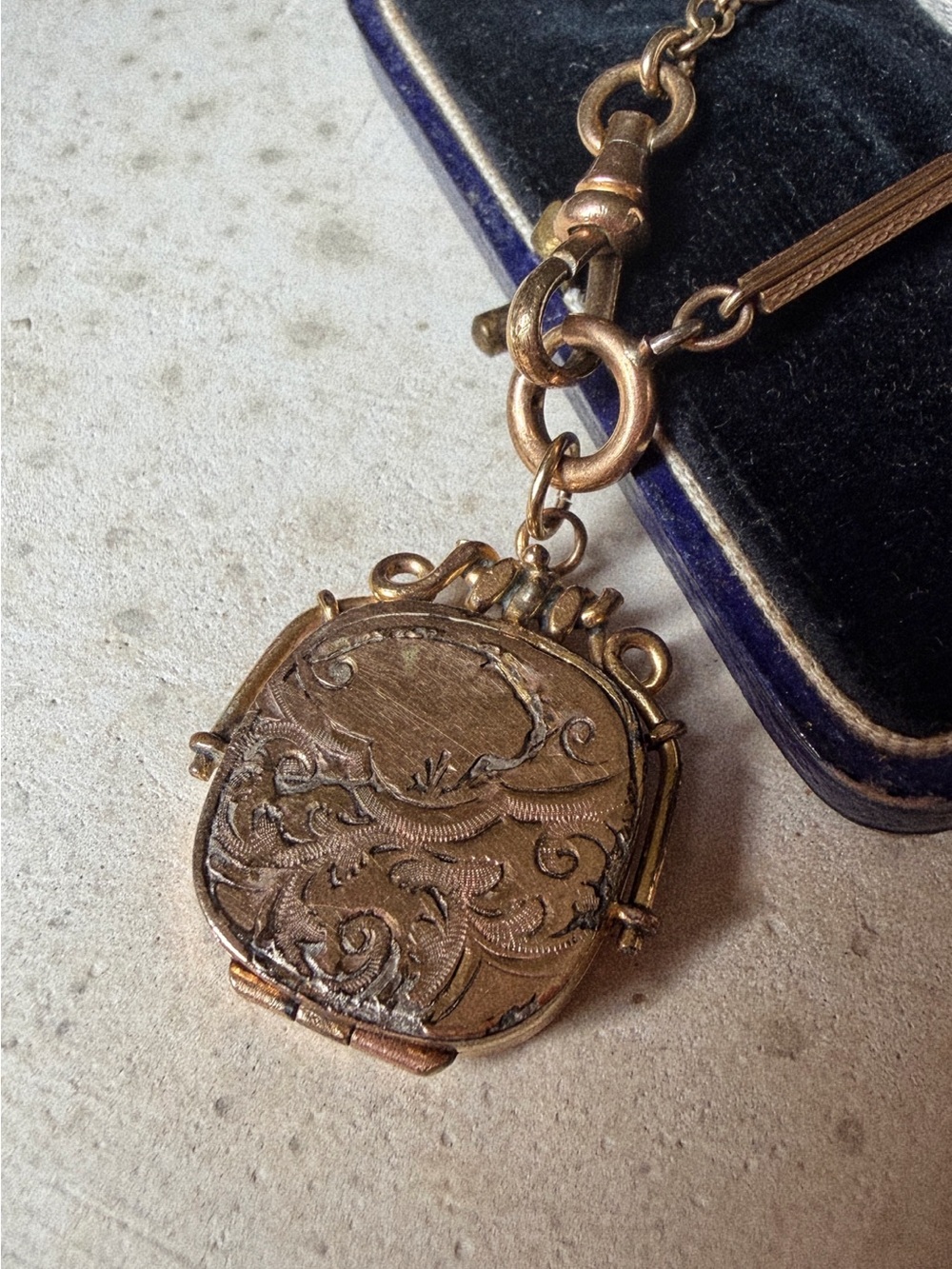 Vintage Antique Watch Chain Necklace Gold Filled Simmons? Chain SKM & Co Locket - Picture 2 of 9